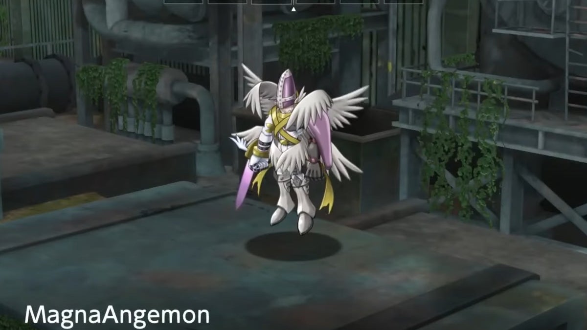 An angel Digimon with six wings some purple armor. They can give the player Perfect Enlightenment Slabs when spoken to.