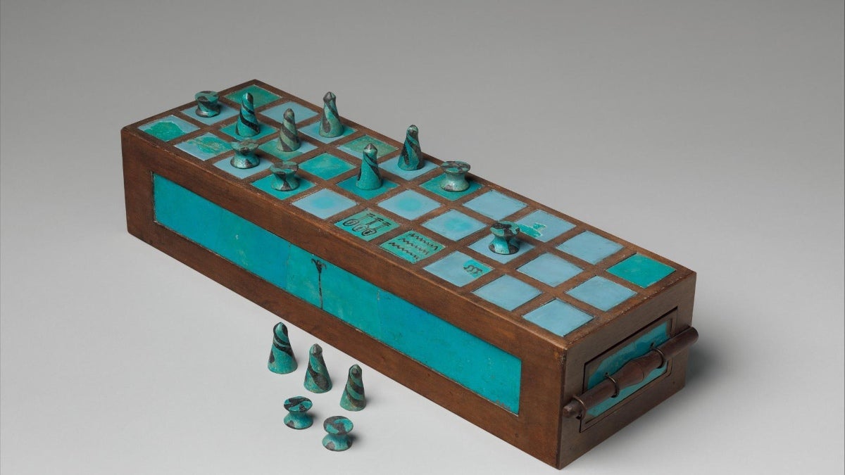 A Senet board. This ancient Egyptian game is the first board game with non-computing RNG.