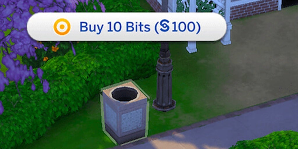 A Sim uses cheat modes to get bits and pieces in The Sims 4.