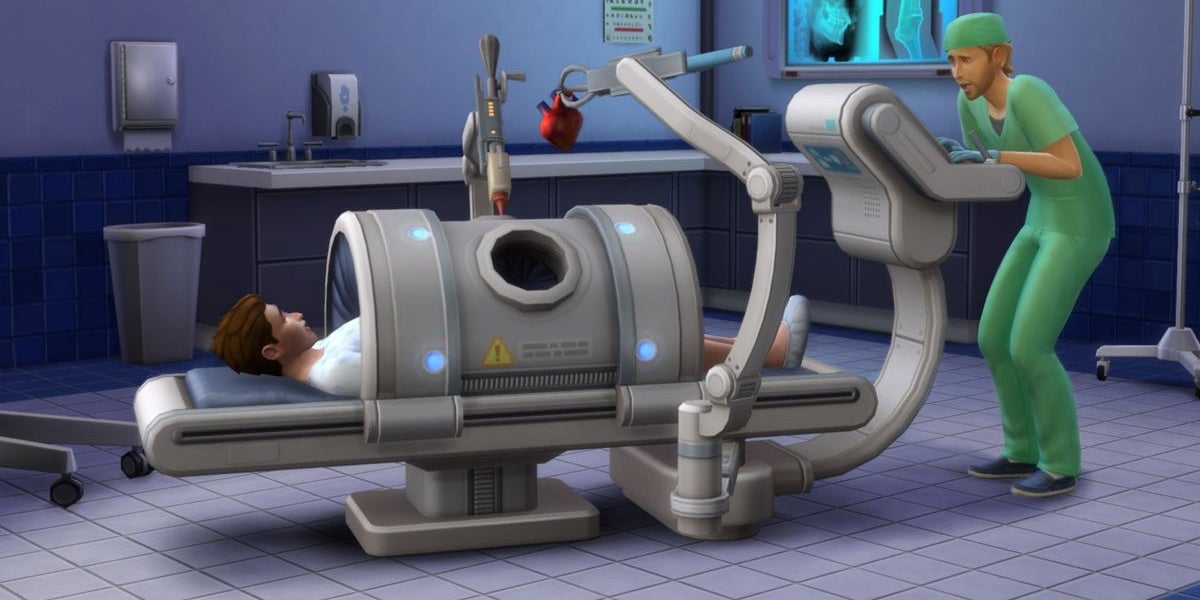 A Sim works as a doctor in The Sims 4.
