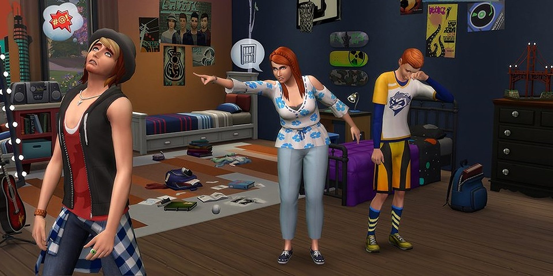 A parent is raising their child in The Sims 4.
