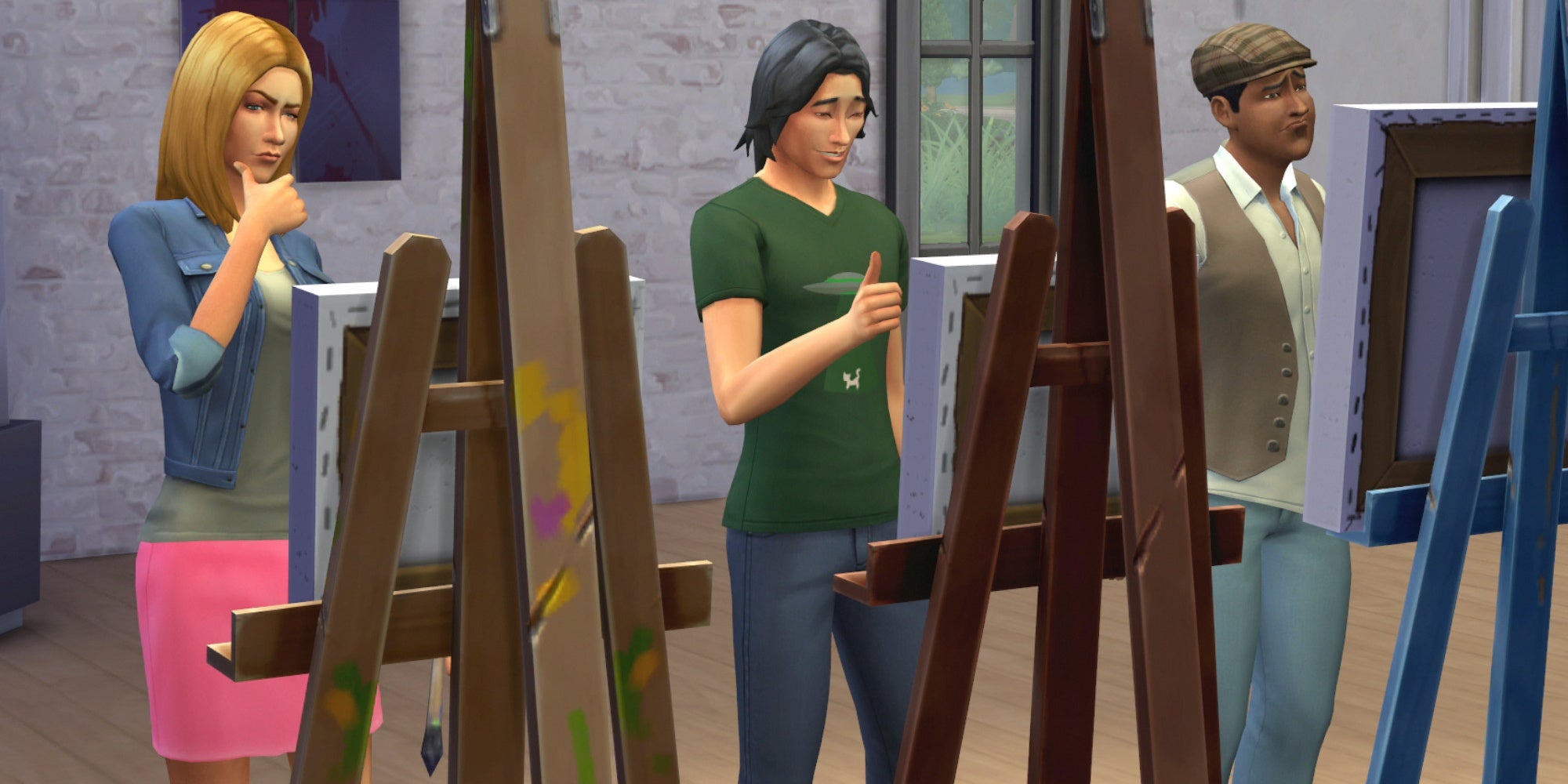 Sims are working on their paintings in The Sims 4.