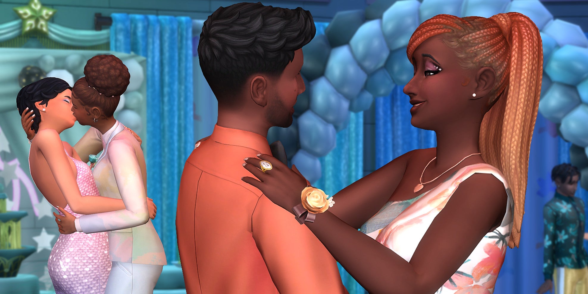Sims dance at a prom in The Sims 4.