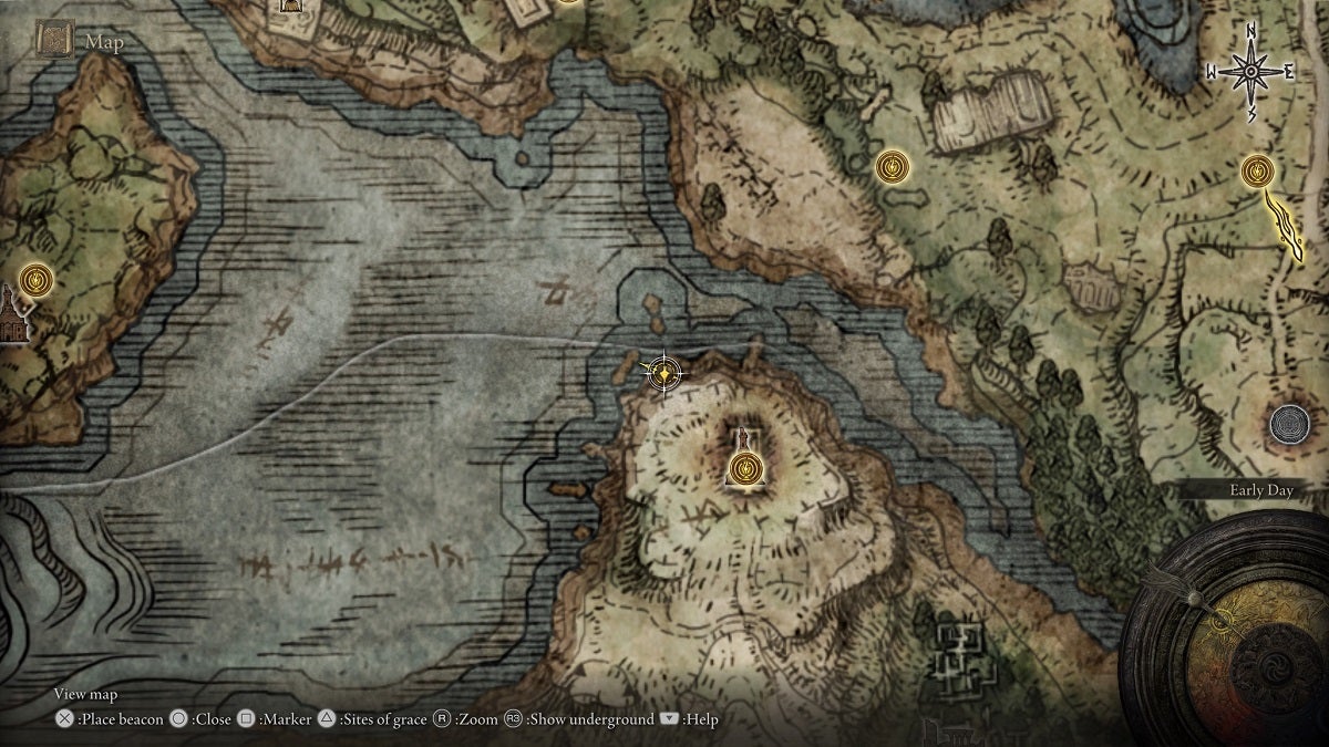 The location of Bewitching Branches loot shown on the map.