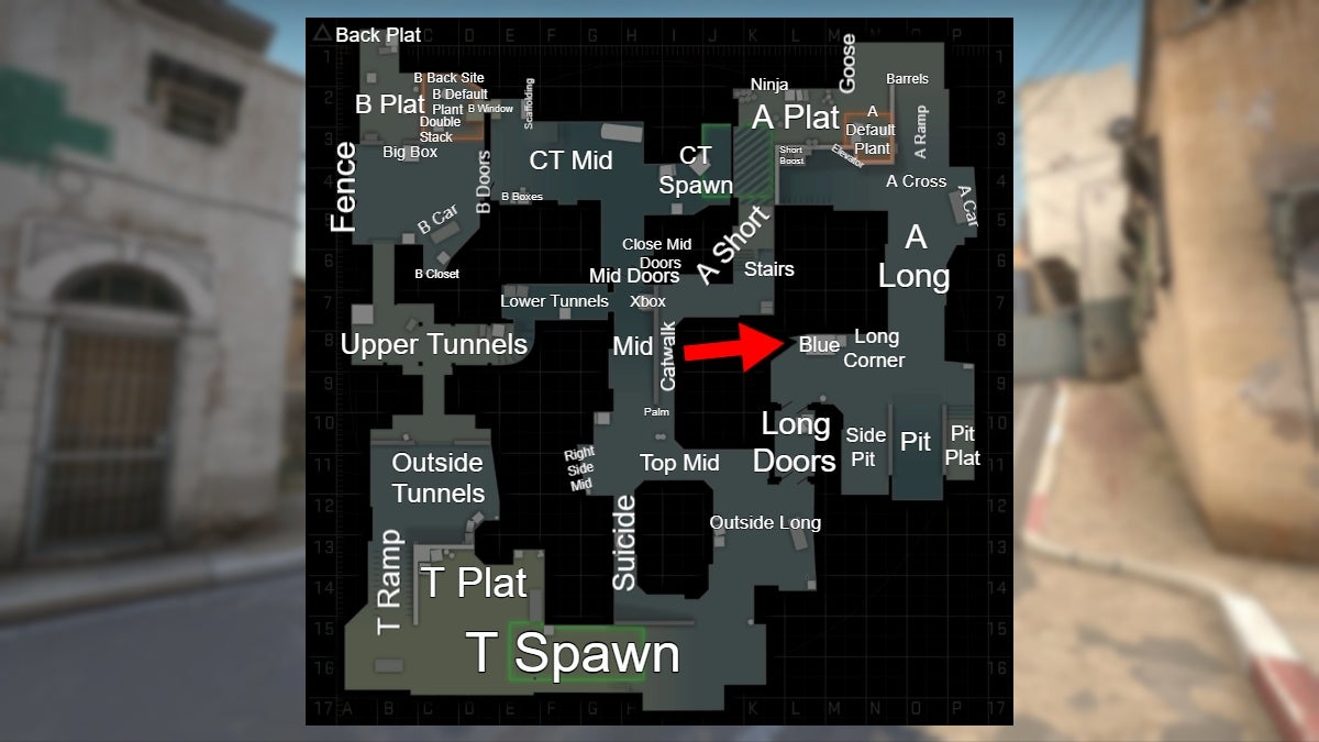 Location of the Blue callout in CS:GO.