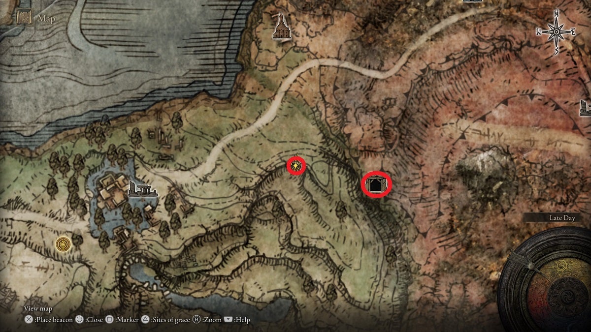 Gael Tunnel's two entrances marked on the map.