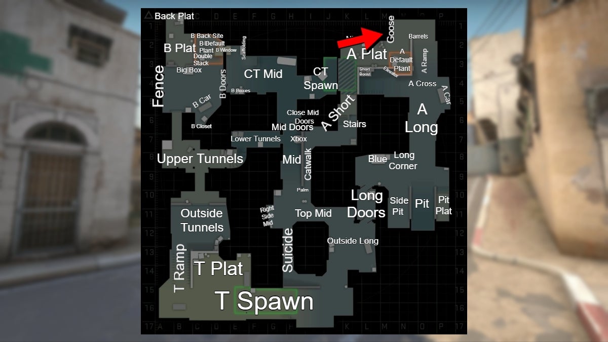 Location of the Goose callout in CS:GO.