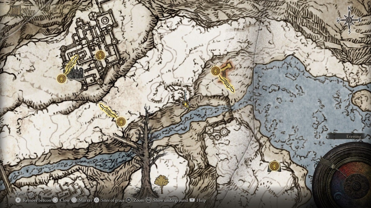 The starting point of the invisible bridge that leads to Heretical Rise shown on the map.