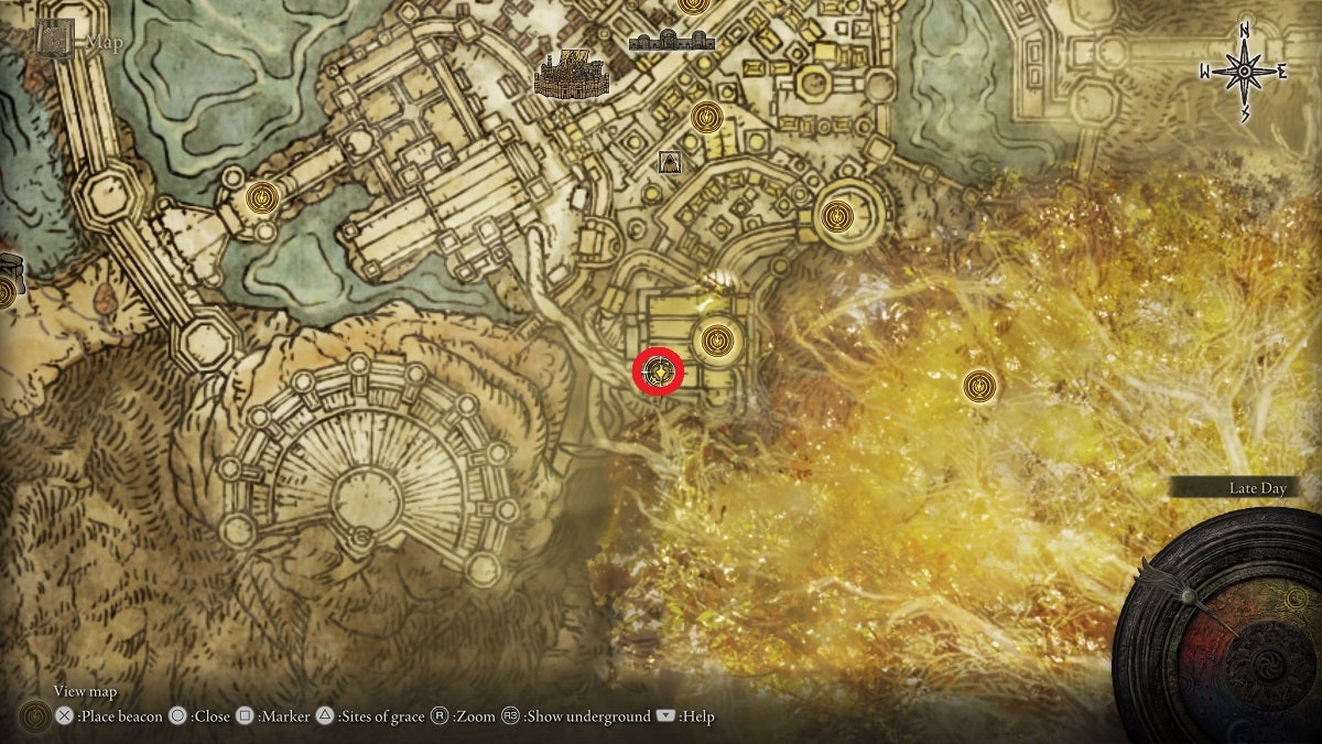 The location of the Celestial Dew in Leyndell.