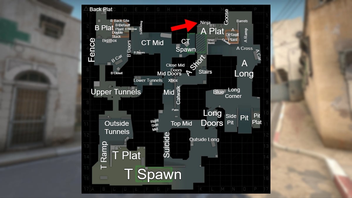 Location of the Ninja callout in CS:GO.