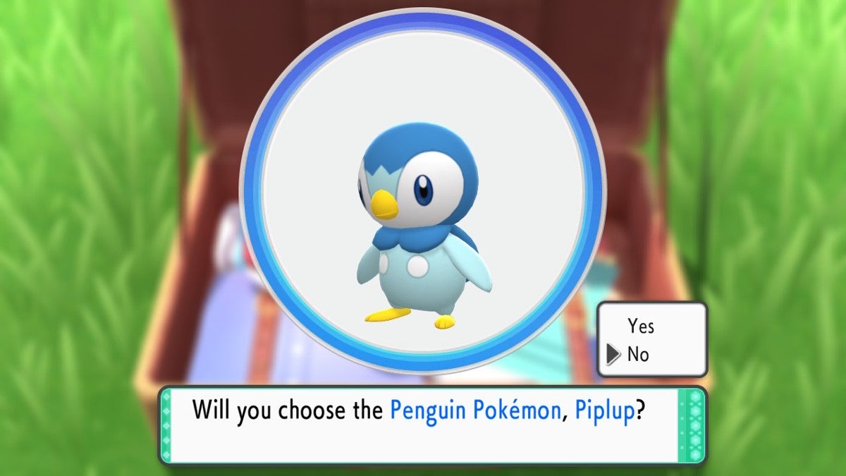 Piplup's image at the beginning of the game. This Pokémon is overall the best starter in the game.