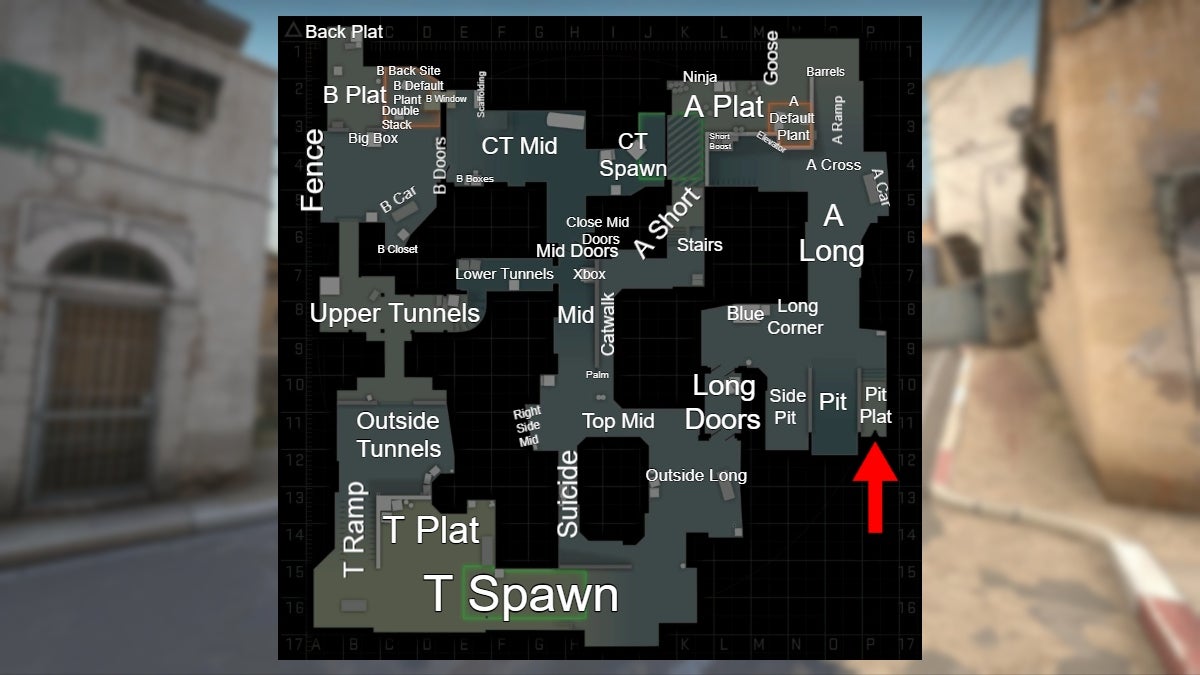 Location of the Pit Plat callout in CS:GO.