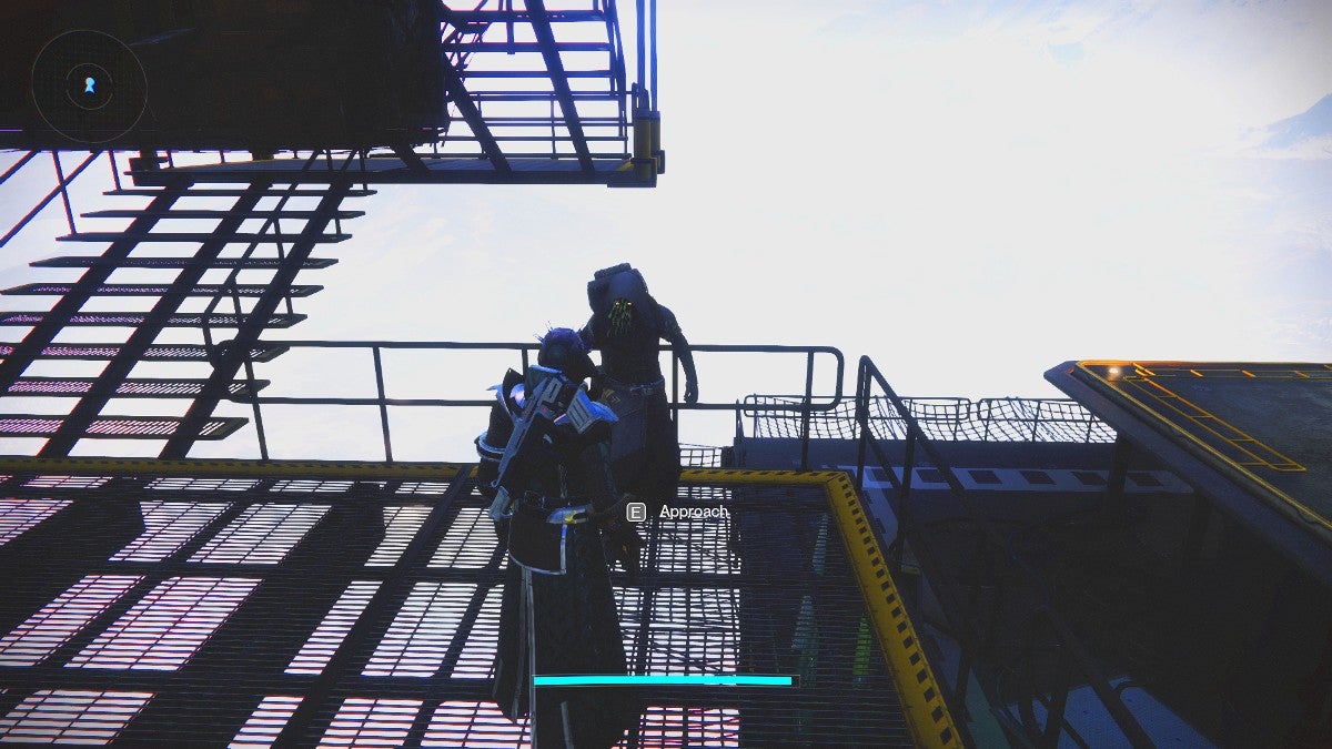 The player finding Xur's location and is about to speak with him about his items.