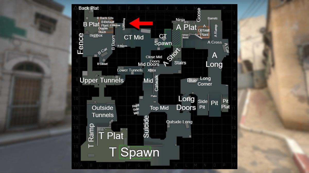 Location of the Scaffolding callout in CS:GO.