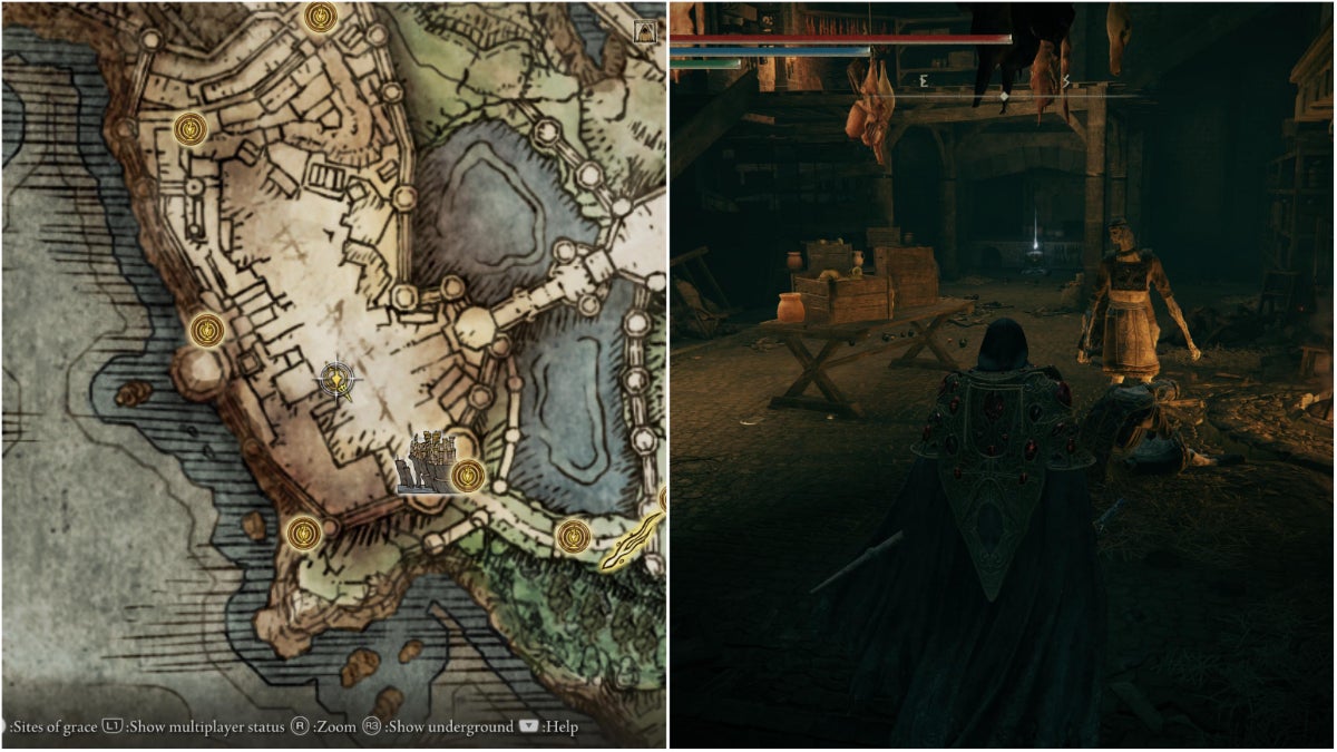 The location of the Exalted Flesh in Stormveil Castle.