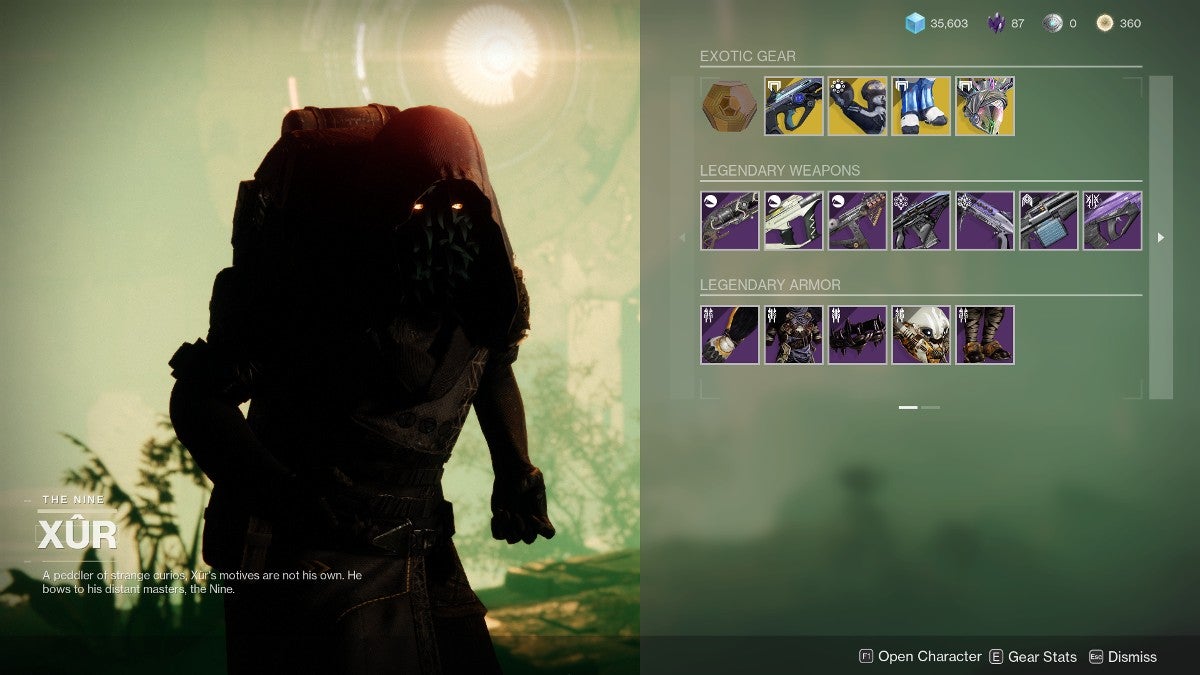 Xur's inventory from October 14 to October 18, 2022.