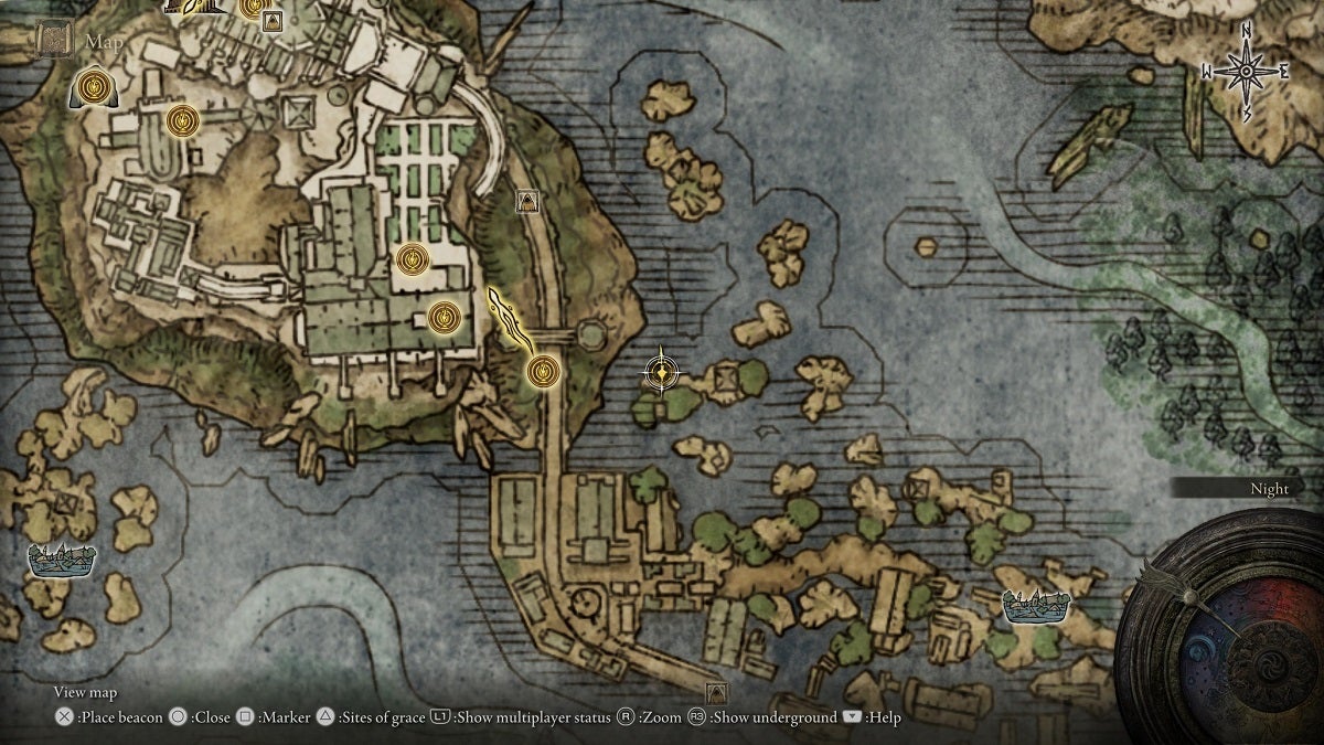 The location of the Stonesword Key in the Academy Gate Town shown on the map.