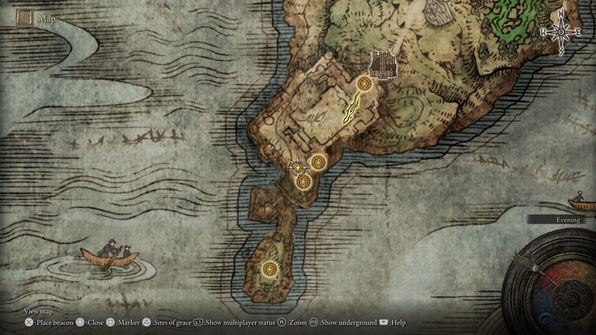 The location of the Stonesword Key in Castle Morne shown on the map.