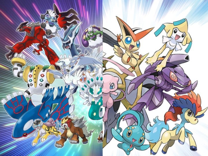 Left side has Legendary Pokémon and the right side has Mythical Pokémon.