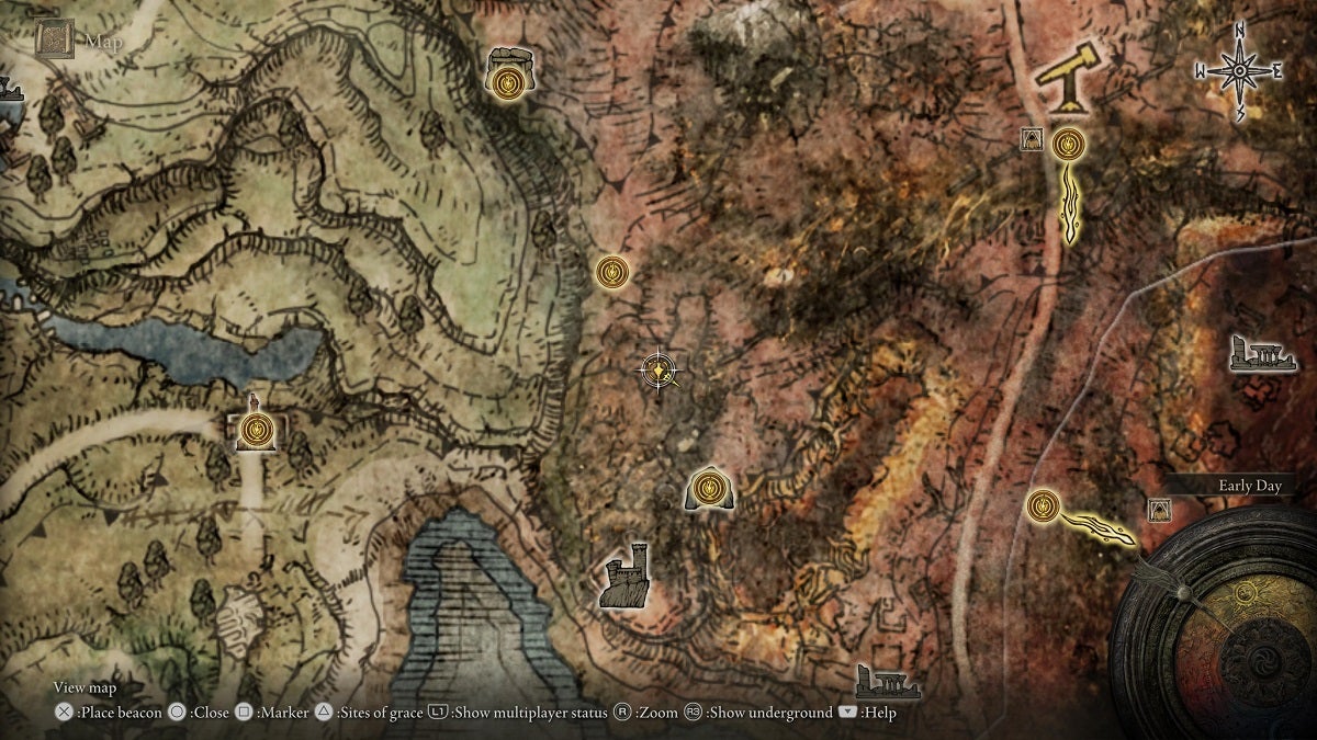 The location of the Stonesword Key in Gaol Cave shown on the map.