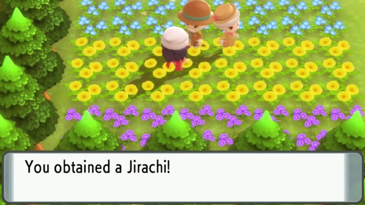 Player getting Jirachi from the gentleman in Floaroma town.