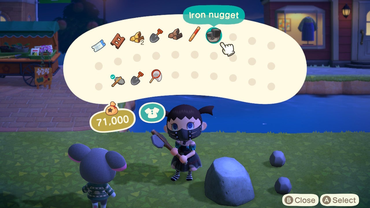 Iron Nugget highlighted in inventory.