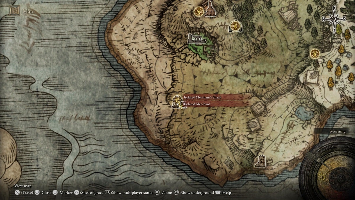 The location of the Isolated Merchant's Shack in Weeping Peninsula.