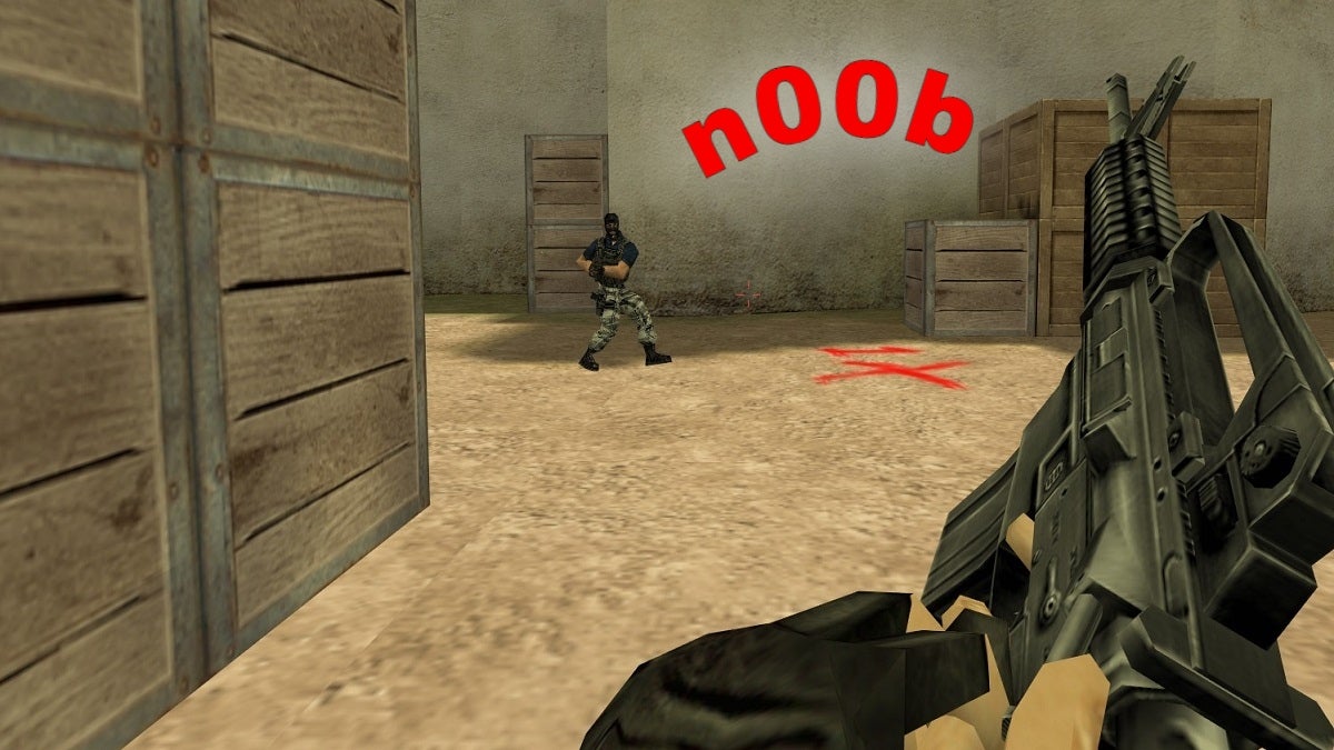 The n00b text in Counter Strike.