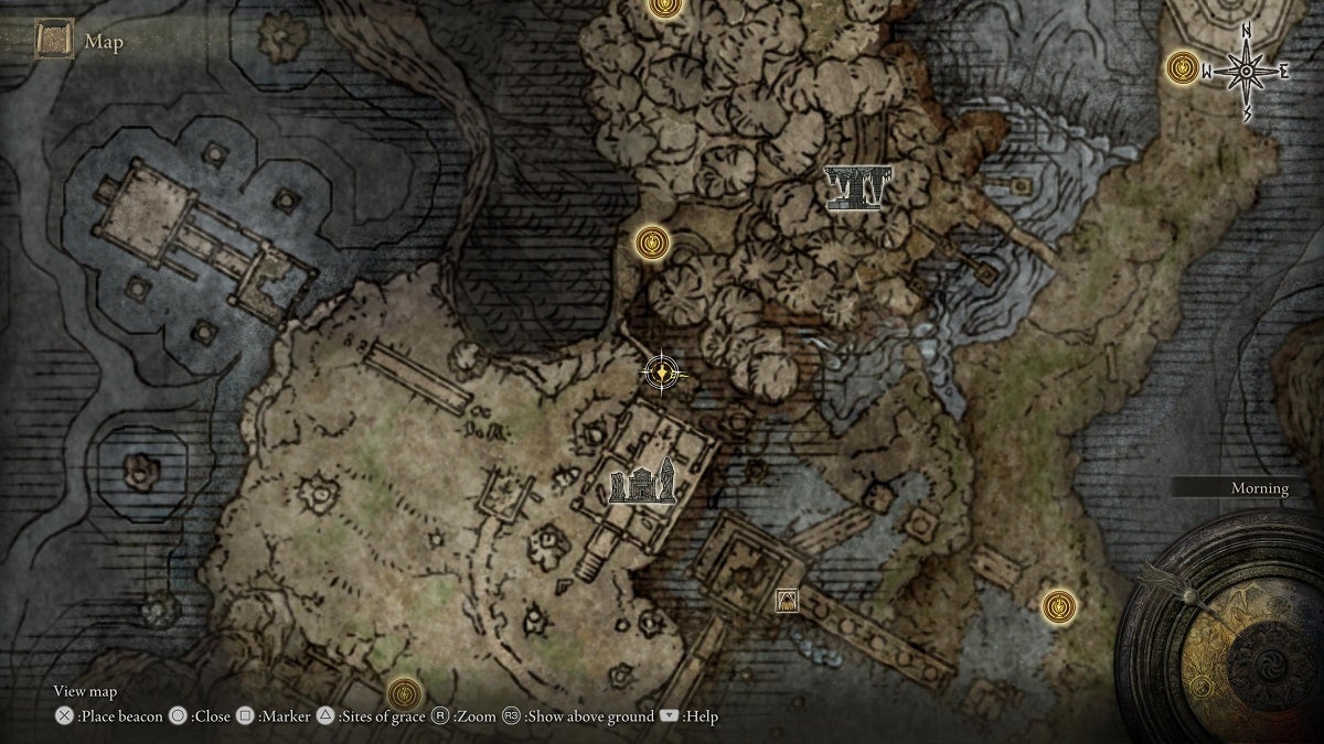 The location of the Stonesword Key in Nokron, Eternal City shown on the map.