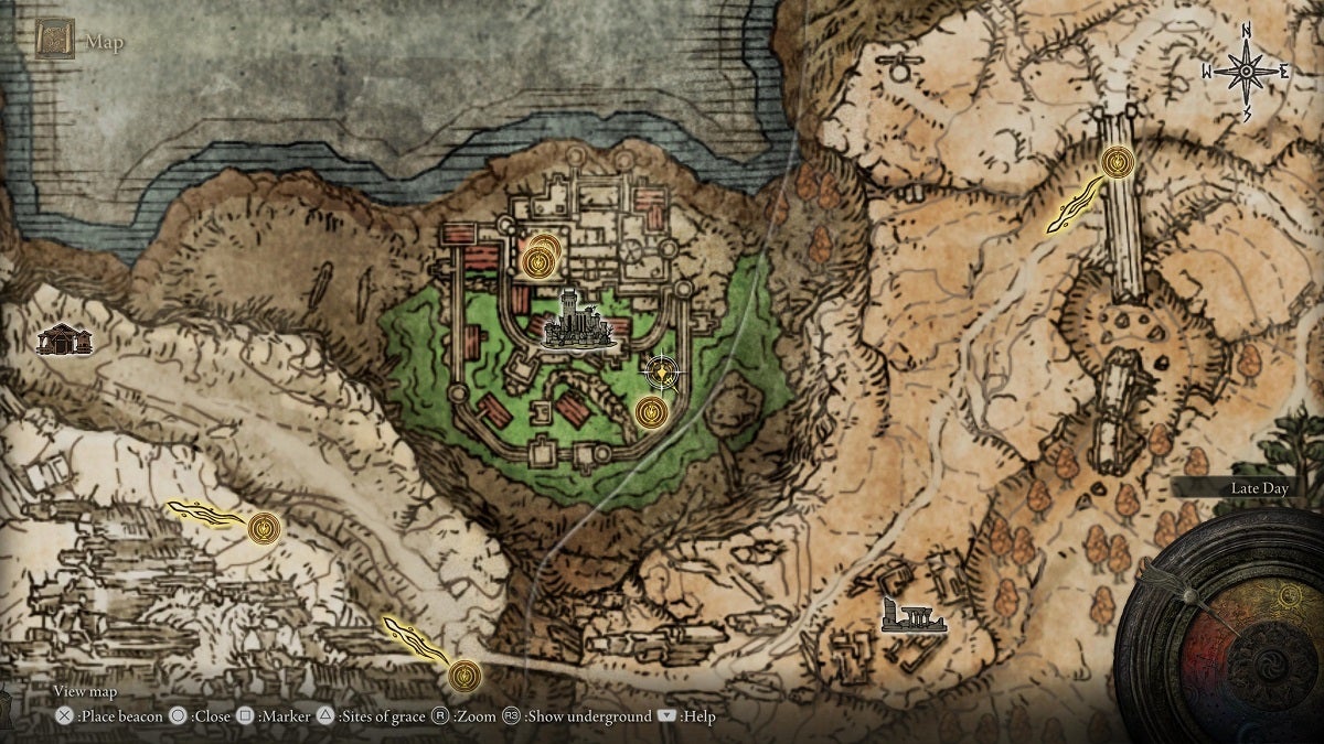 The location of the Stonesword Key in Shaded Castle shown on the map.