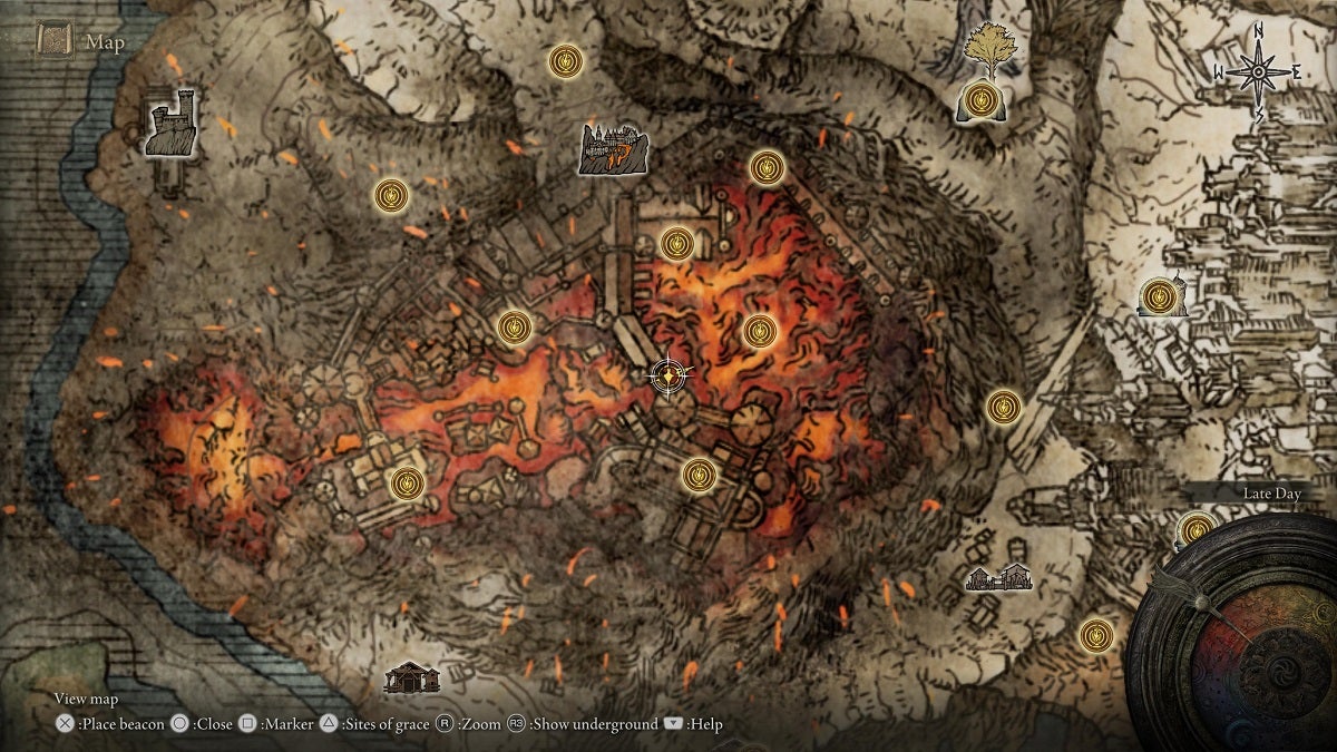 The location of the second Stonesword Key in the Volcano Manor shown on the map.