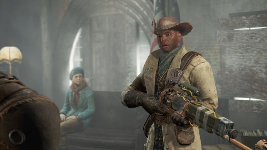 Preston Garvey in the Museum of Freedom in Fallout 4