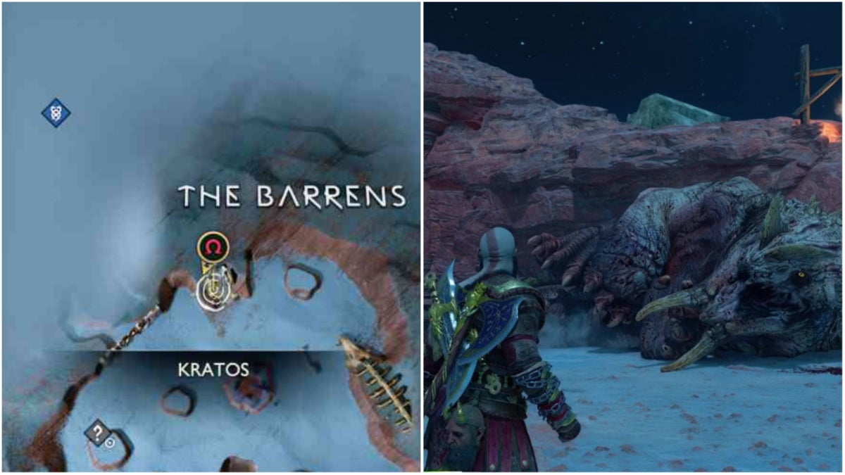 The location of the Lost Page in The Barrens and the Gravel Belly boss.