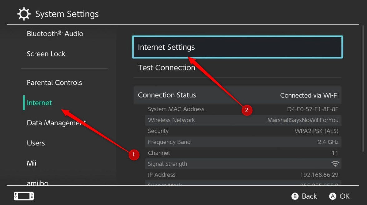 Internet Settings in System Settings.