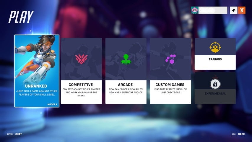 The main play screen in Overwatch 2.