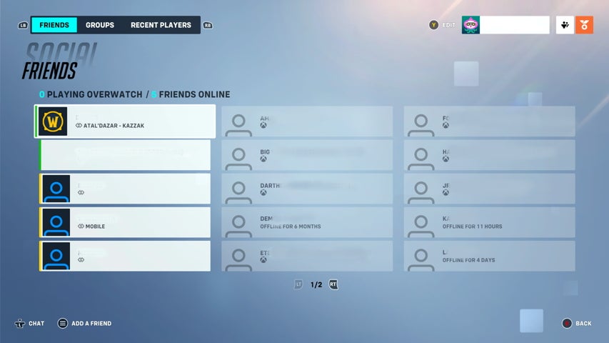 The social screen in Overwatch 2