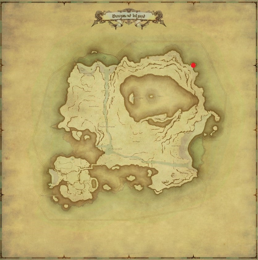 A map marked with the location of the Glyptodon in Final Fantasy XIV's Island Sanctuary.