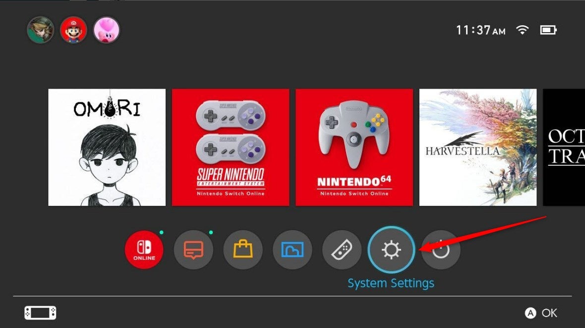 The Switch's Home Screen