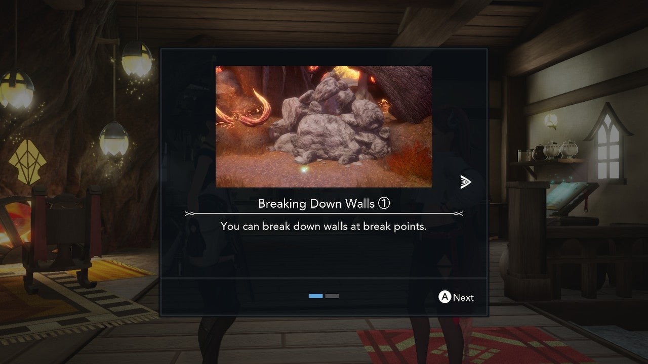 Description of breaking walls with example wall being shown.