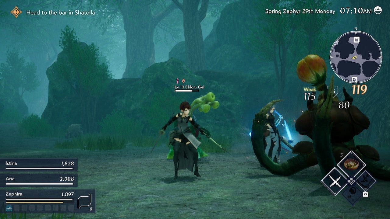 Character in combat in the Jade Forest.