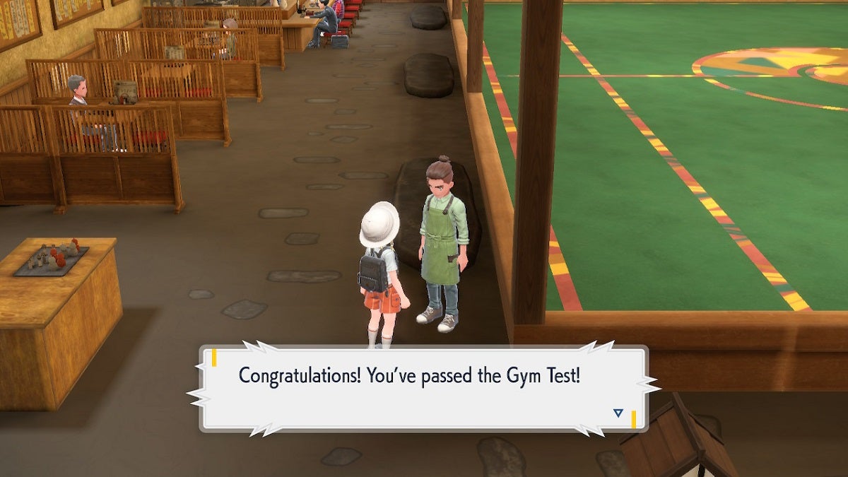 Restaurant employee telling character they passed the Gym Test.