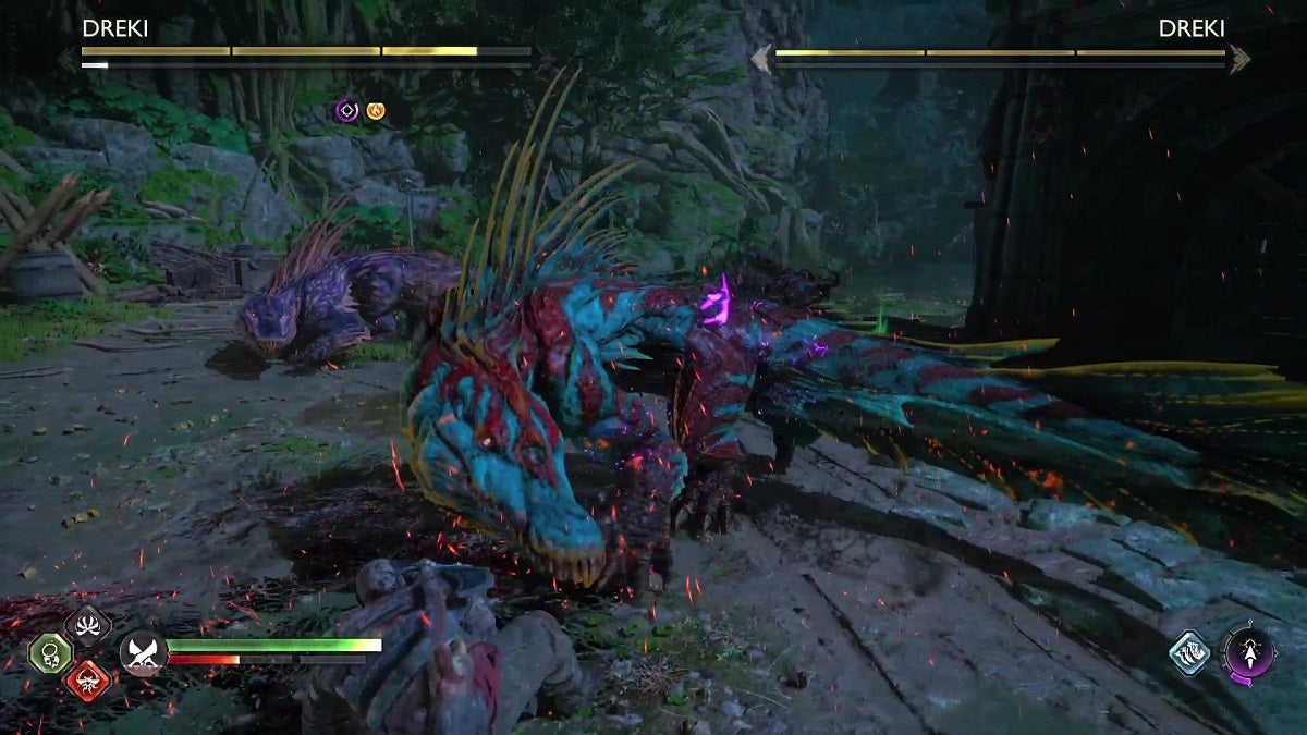 The Dreki Duo boss fight during the Creatures of Prophecy quest.