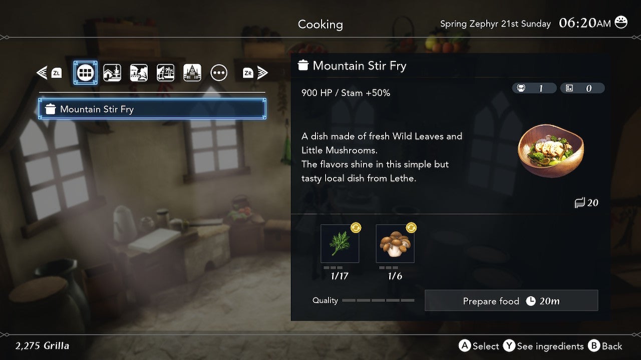 Example of Mountain Stir Fry, a meal that you can cook.