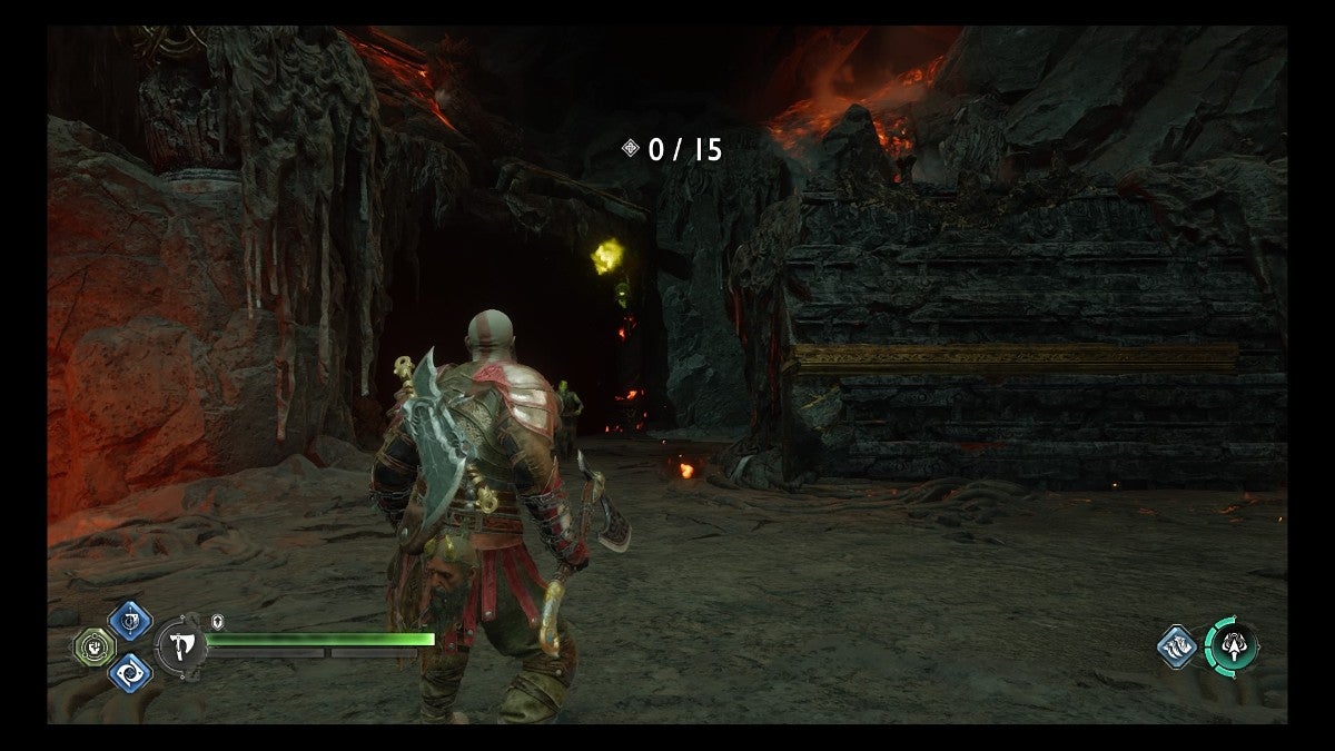 A Nightmare shooting a ball of poison at Kratos.