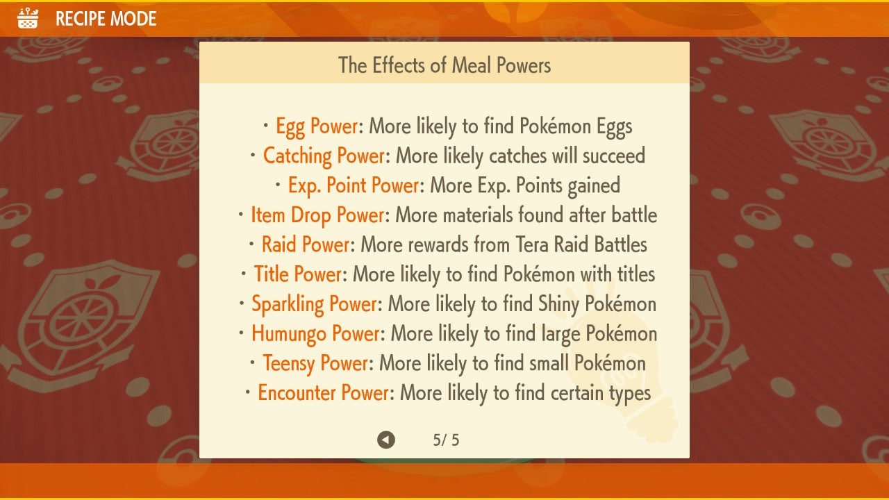 List of abilities you get from Meal Powers.