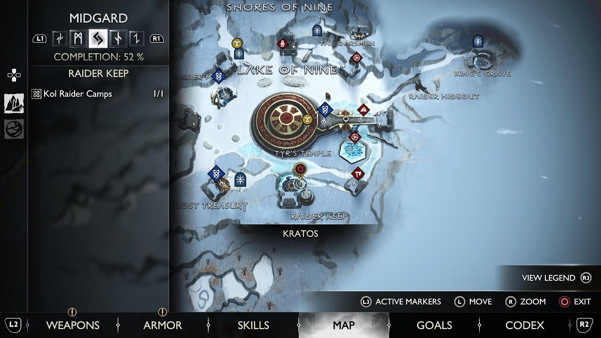 The location of the Raider Keep shown on the map.