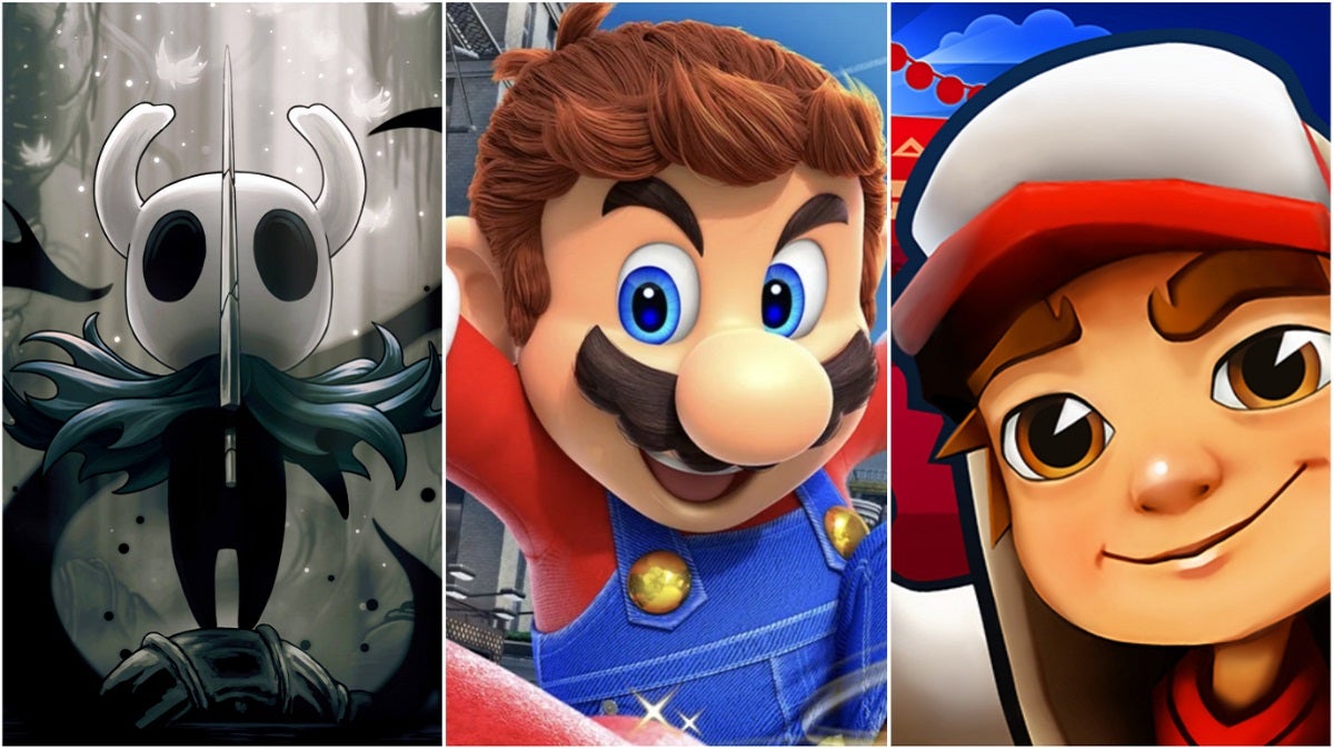 Hollow Knight, Super Mario Odyssey, and Subway Surfers.