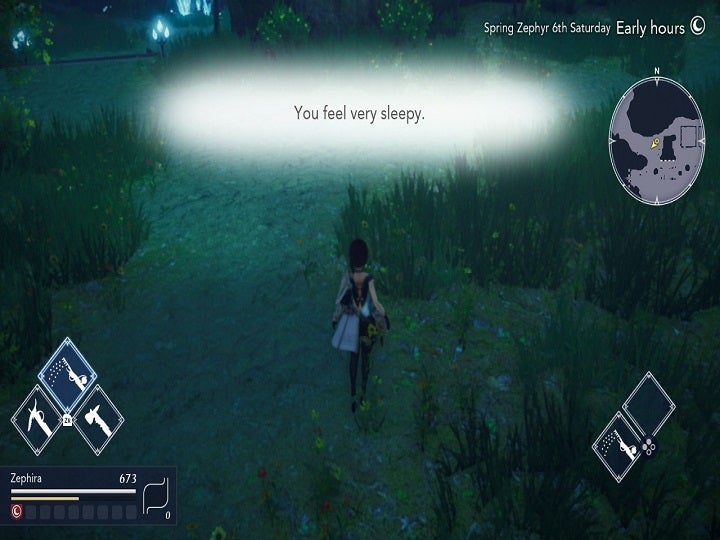 Message informing the player that their character is very sleepy.