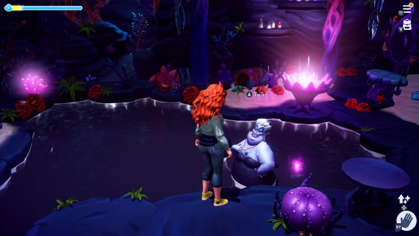 A character talking to Ursula in Disney Dreamlight Valley
