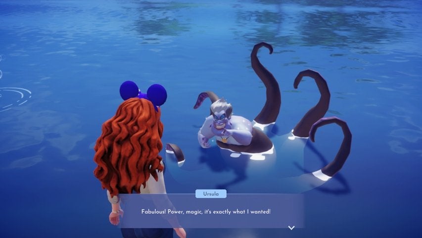 Ursula gloating about her power in Disney Dreamlight Valley